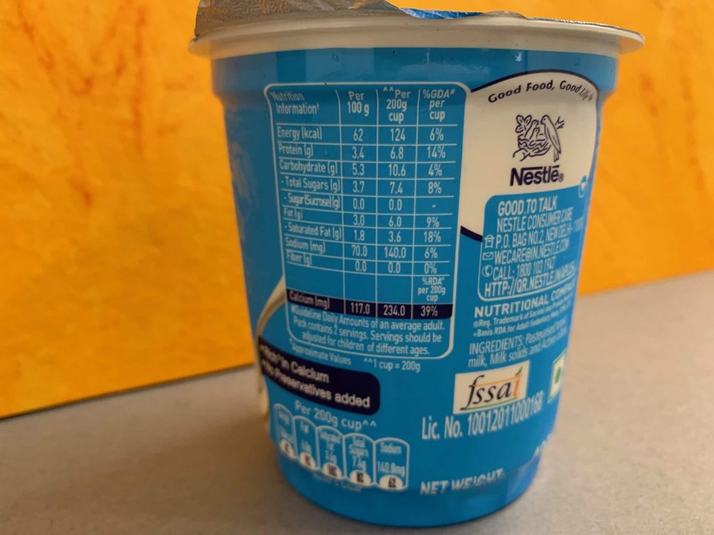 nestle a+ nourish dahi nutrition info