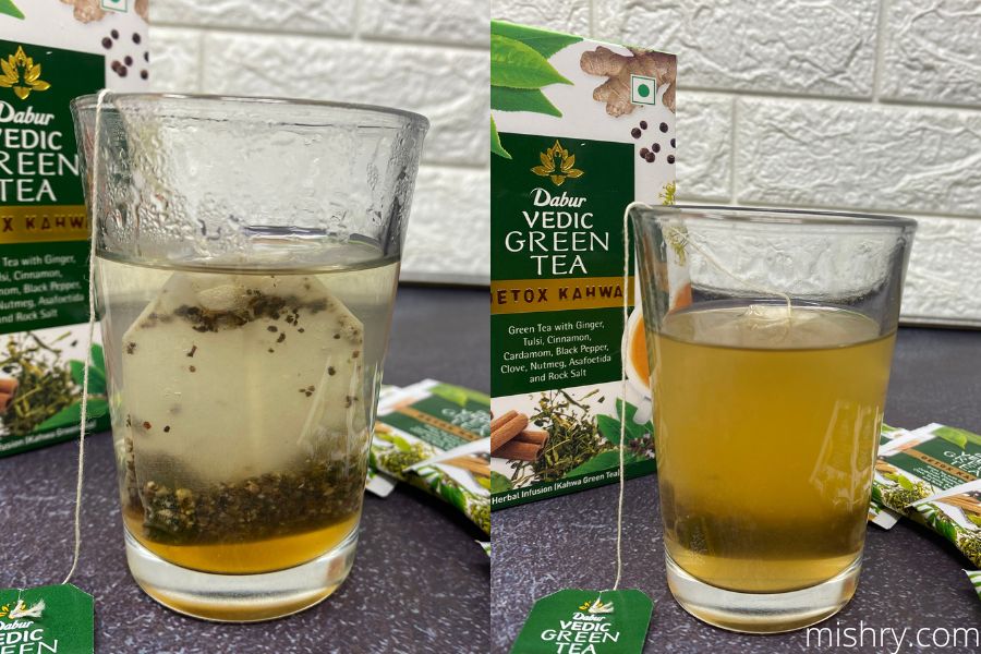 dabur vedic green tea detox kahwa appearance