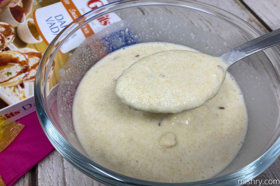 the dahi vada batter ready to fry