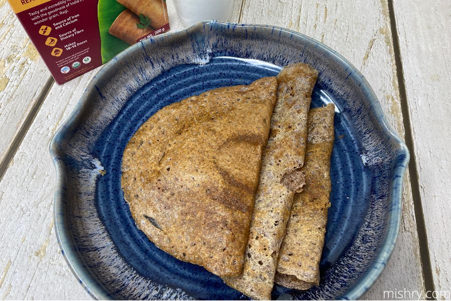 dosa made using organic tattva ragi dosa mix