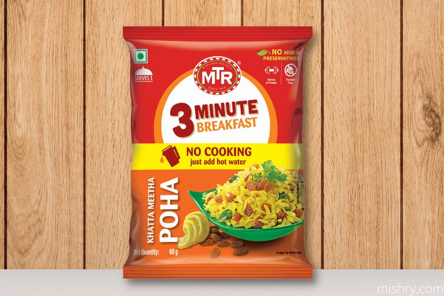 mtr 3 minute breakfast poha packaging