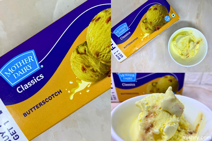 butterscotch ice cream brick mother dairy