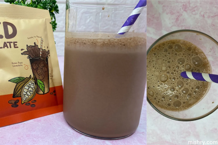 the final look of tiggle dark iced chocolate drink