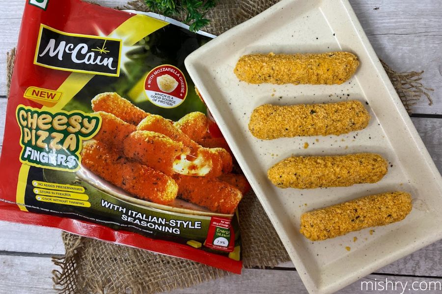 McCain cheesy pizza fingers uncooked