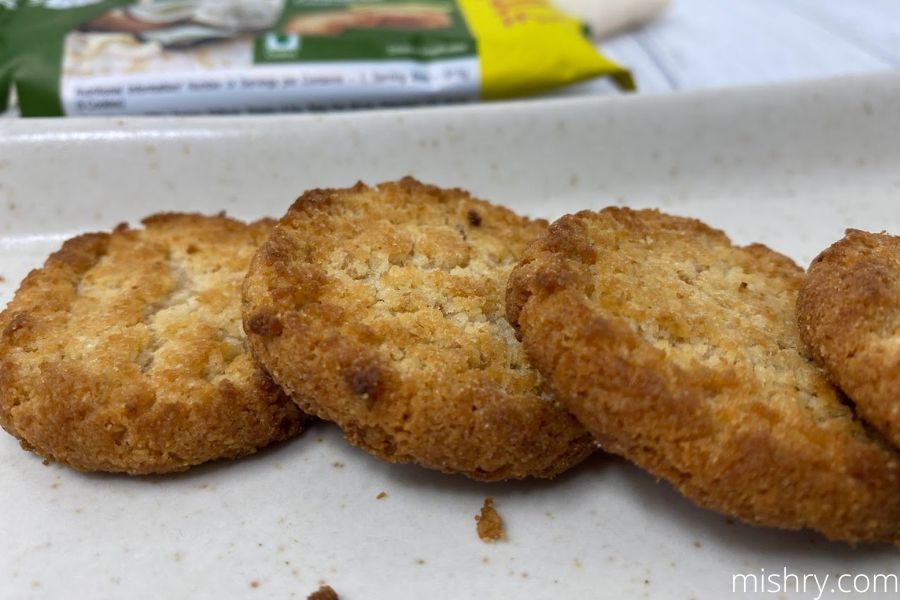 Unibic danish coconut cookies macro shot